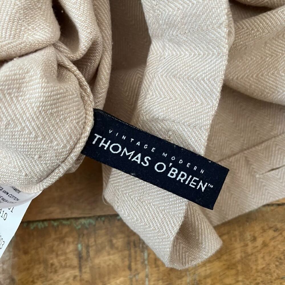 Vintage Modern Thomas O'Brien Duvet Cover Set 3 Piece Beige Herringbone - Picture 5 of 15